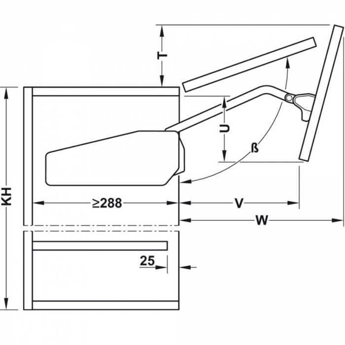 Free Fold H650-730mm, 5.8 - 11.6kg.- HAFELE [3]