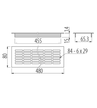 Grila se aerisire 80x480mm finisaj inox [2]