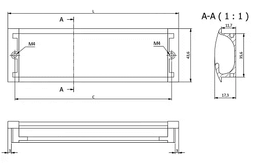 Maner ingropat 326, finisaj Aluminiu mat. Material: aluminiu [4]