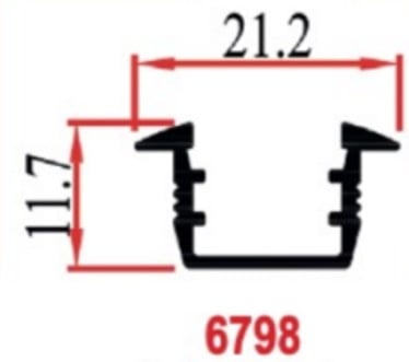Profil incastrat, 6798, pentru banda led, 3m, aluminiu [2]