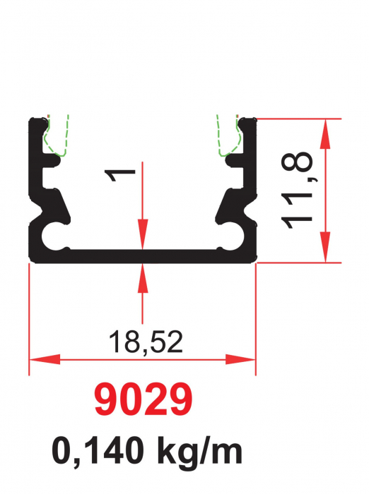 Profil aplicat, banda led, 9029, 3m, aluminiu [2]