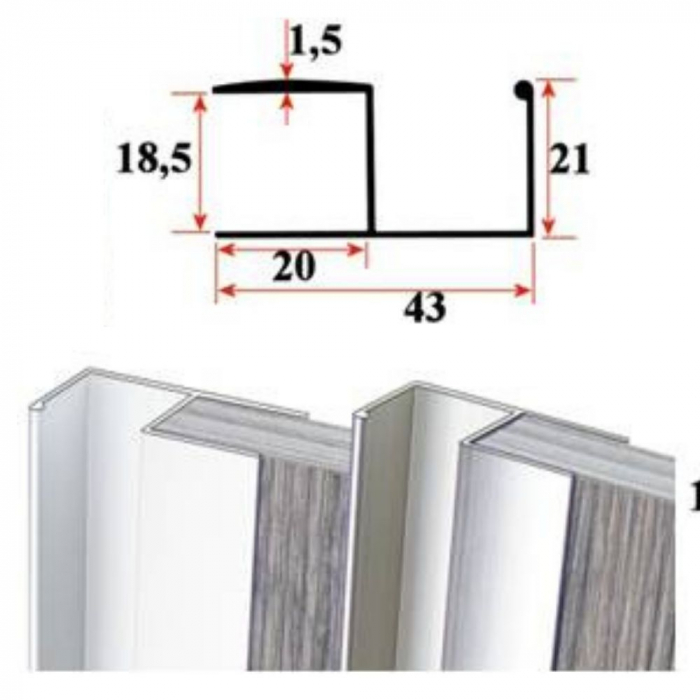 Profil maner "Y" gros. aluminiu. 3m [1]