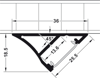 Profil pentru banda led, aplicat, 2,5m,  36x18.5mm - HAFELE. [2]