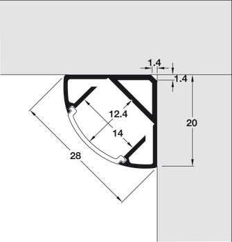 Profil pentru banda led, aplicat, de colt, negru, 2,5m,  20x20mm - HAFELE.  [2]