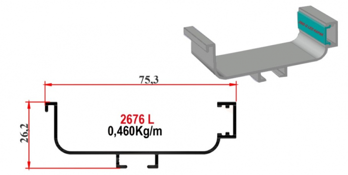 Profil tip GOLA "C", aluminiu, 4m, cu canal banda led [1]