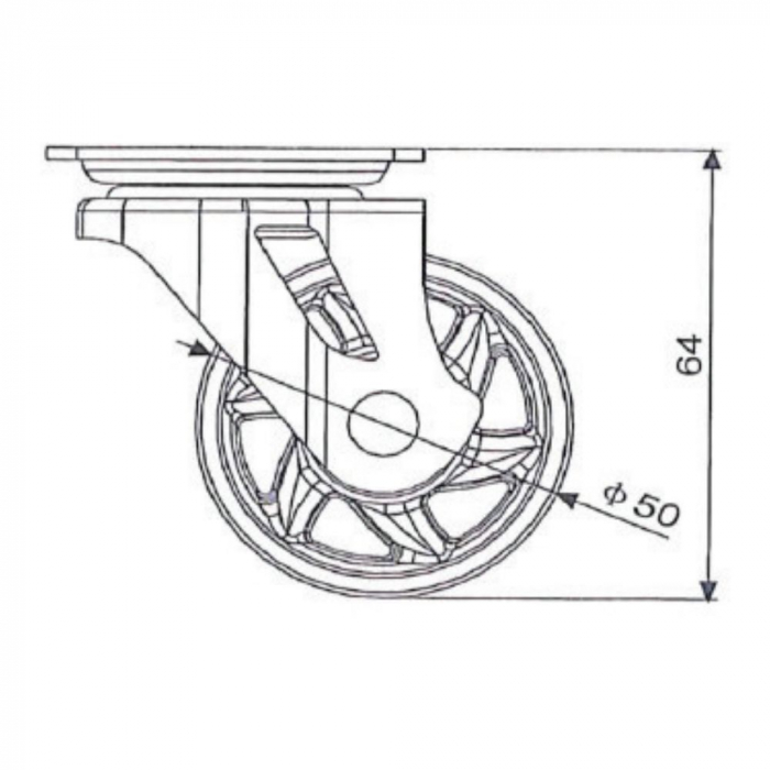 Rotila SHIFT 50 Brown, D50mm, 30kg, cu frana [2]