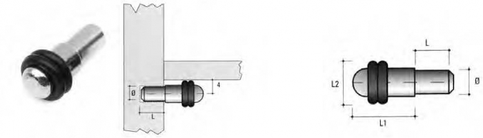 Suportm polita nichelat, cu garnitura, D5mm - 100buc [2]