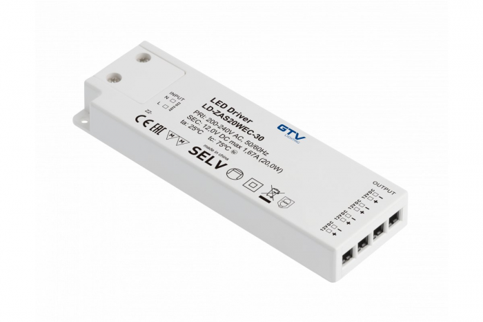 Transformator 12V, 20W, easy clik, cu 4 intrari - GTV [1]
