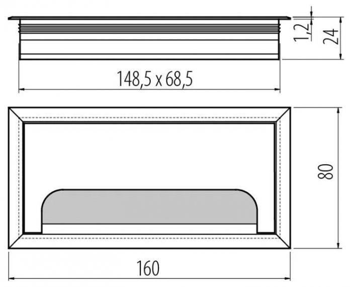 Trecere cablu, din aluminiu, 160x80mm - NEGRU [2]