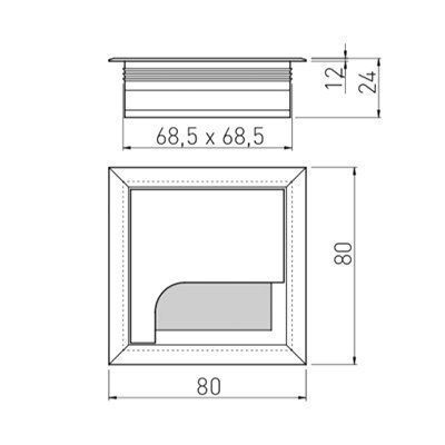 Trecere cablu, din aluminiu, 80x80mm - NEGRU [2]