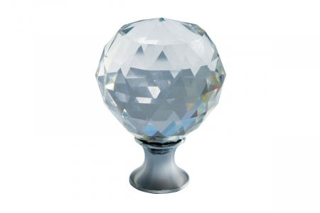 Manere Crom, Satinate si Inox - Buton Cristal, D30mm, finisaj Crom lucios.