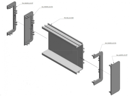 Profile tip GOLA, accesorii - Capac deschis profil VELLO "C", alb