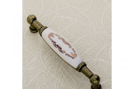 Maner 728, 96mm, finisaj Antichizat + Portelan ornament Auriu. [1]