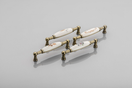 Maner 728, 96mm, finisaj Antichizat + Portelan ornament Auriu. [2]