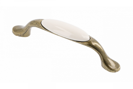 Manere Antichizate - Maner 728P, 96mm, finisaj Antichizat + Portelan Crem.