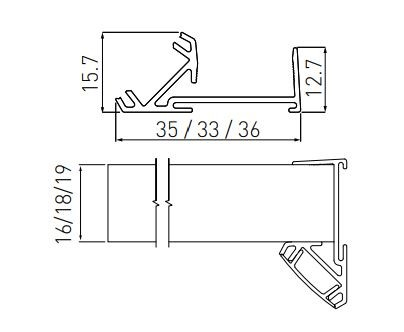 Profil GLAX simplu, cu canal abs, pentru banda led, 3m, aluminiu [3]