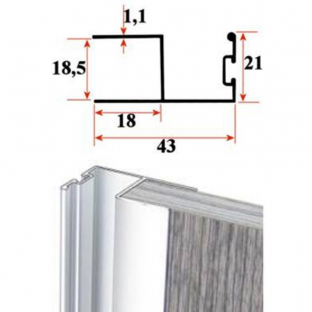 Profile maner, profile diverse - Profil maner "Y". aluminiu. cu canal de perie. 3m