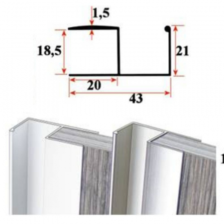 Profile maner, profile diverse - Profil maner "Y" gros. aluminiu. 3m