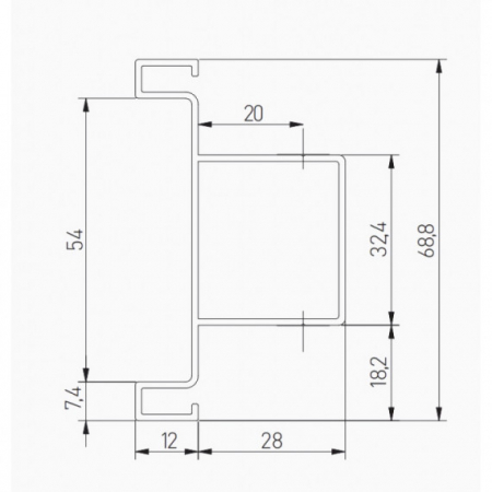 Profil vertical dublu VELLO, finisaj inox periat, 3m [1]