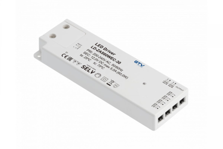 Tehnica de iluminare - GTV - Transformator 12V, 60W, IP20, easy clik, cu 4 intrari - GTV