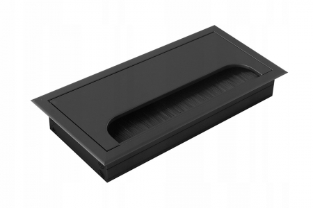 Accesorii birotică - Trecere cablu, din aluminiu, 160x80mm - NEGRU
