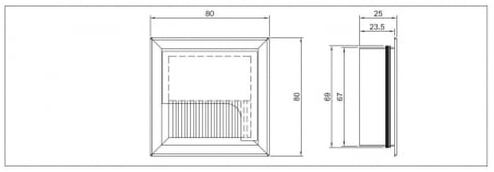 Trecere cablu, din aluminiu, 80x80x25mm - ALUMINIU [1]