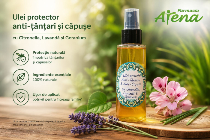 Ulei Protector Natural Anti-Țânțari & Anti-Căpușe cu Citronella, Lavandă și Geranium, 100 ml- Farmacia Atena [2]