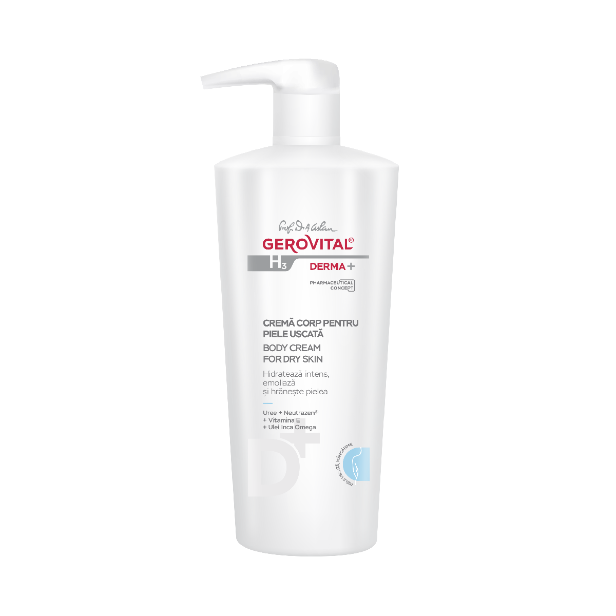 corp - Crema corp pentru piele uscata H3 Derma+, 500ml, Gerovital
