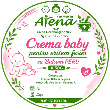 Cremă Regeneratoare pentru Eritem Fesier la Bebeluși cu Balsam de Peru – 50 g [1]