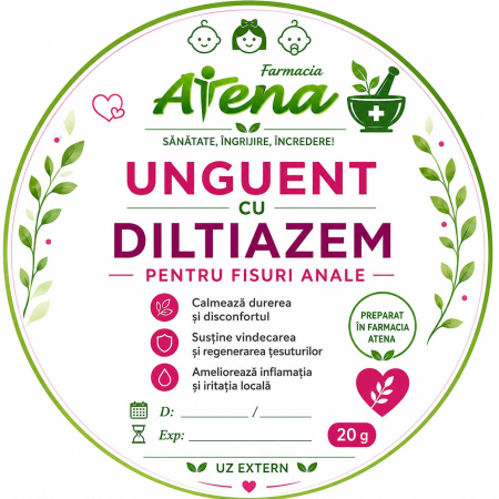 Preparate in farmacie - Unguent cu Diltiazem pentru Fisuri Anale, 20 g , Farmacia Atena