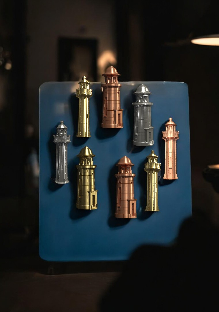 Magnet decorativ 3d reconstituit Farul Maritim Vechi din Mangalia. Culoare cupru, bronz auriu sau silver. [2]