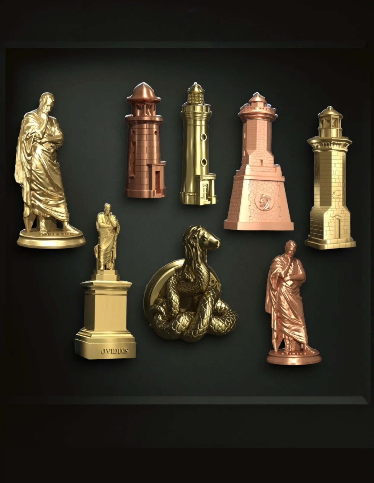 Magnet 3d Ovidius, culoare cupru, bronz auriu sau silver [2]