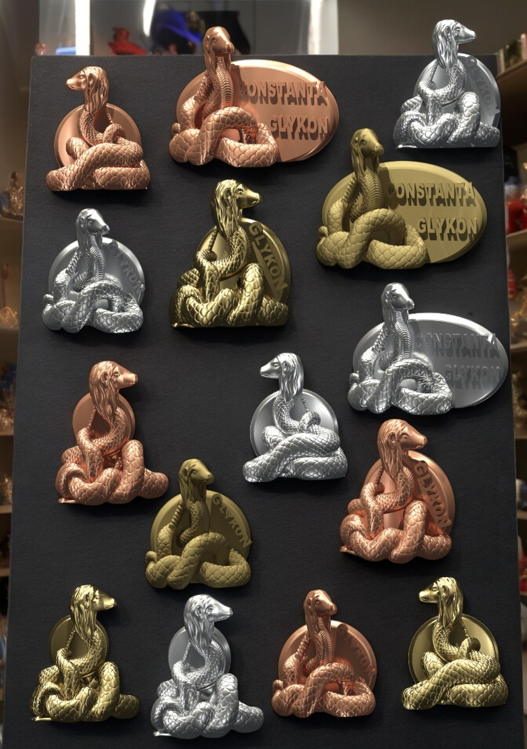 Magnet decorativ 3d Glykon. Culoare cupru, bronz auriu sau silver. [1]
