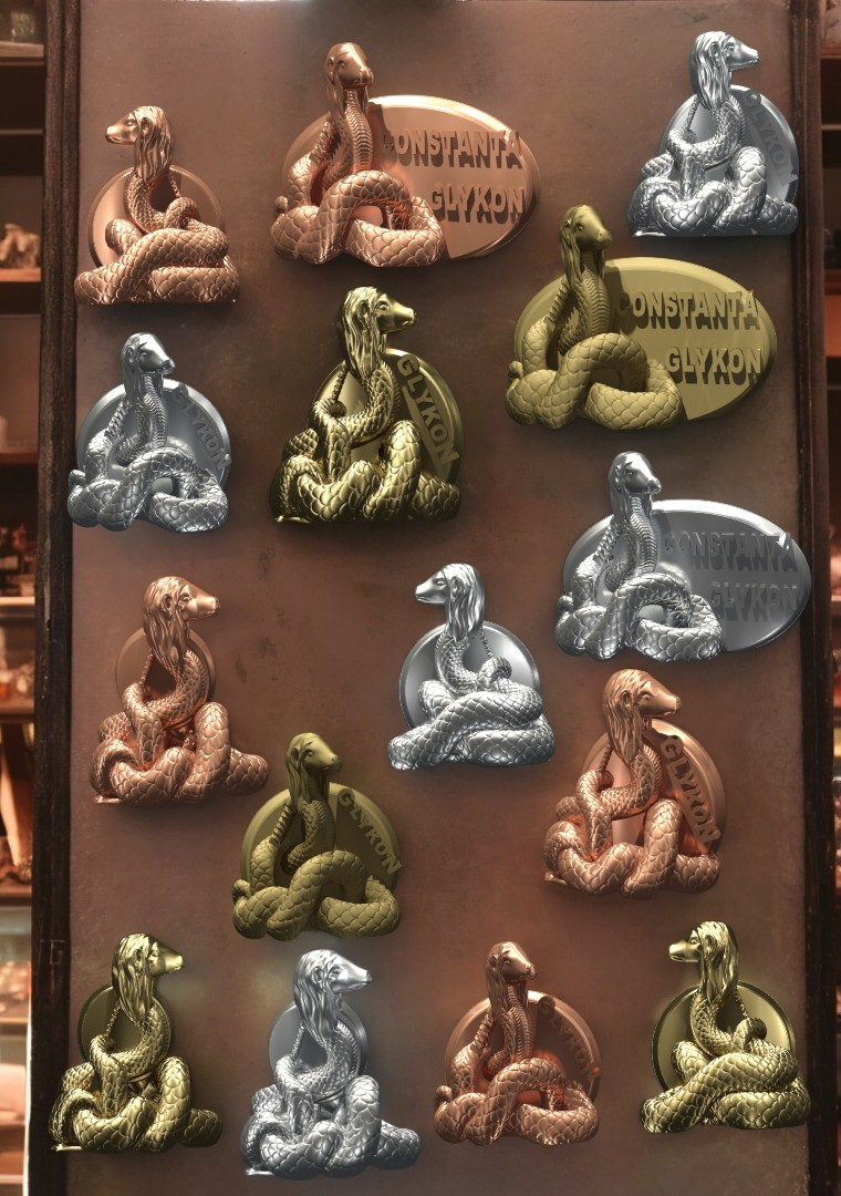 Magnet decorativ 3d Glykon. Culoare cupru, bronz auriu sau silver. [2]