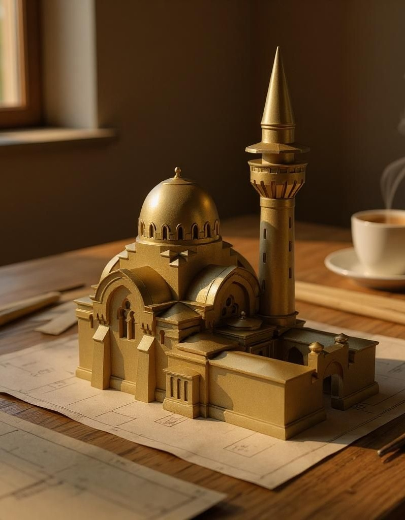 Moscheea Carol I din Constanța, culoare bronz auriu, înălțime 100mm [1]
