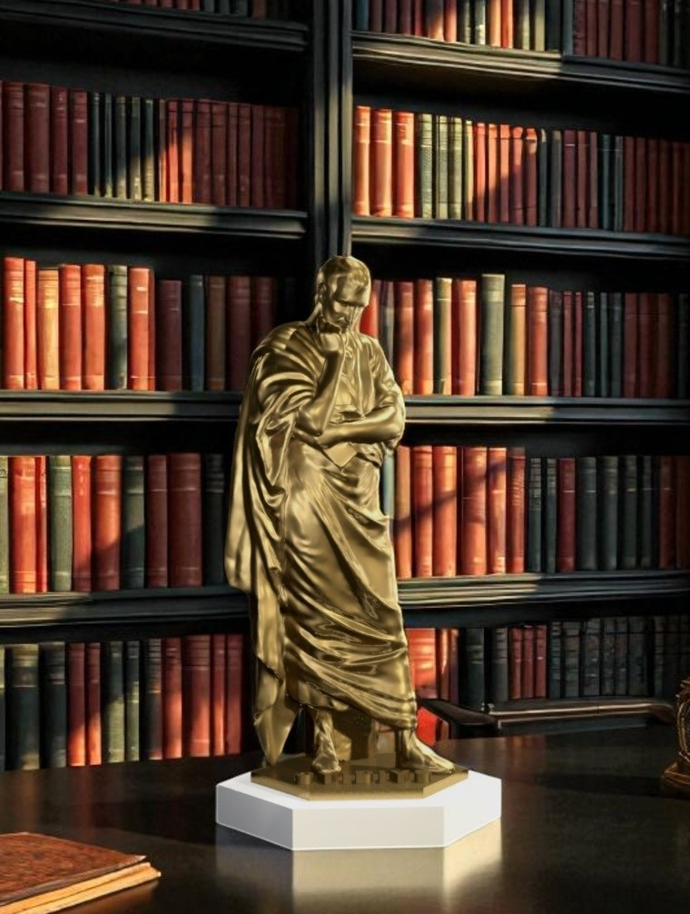 Statuetă Ovidius, culoare bronz, amplasată pe suport din marmură [2]