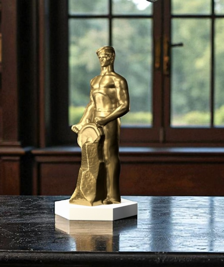 Reconstituire a sculpturii Timonierul, operă a Adei Geo Medrea. Culoare bronz auriu [1]
