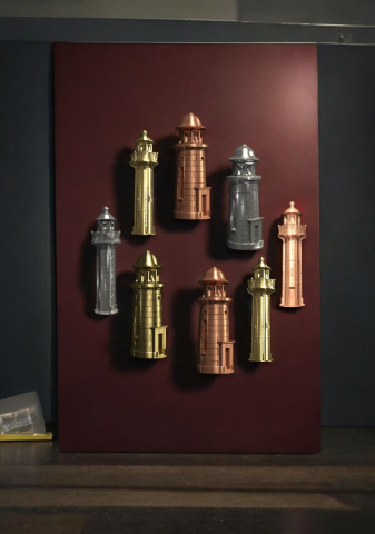Colecția Cupru - Magnet decorativ 3d reconstituit Farul Vechi din Mangalia. Culoare cupru, bronz auriu sau silver.