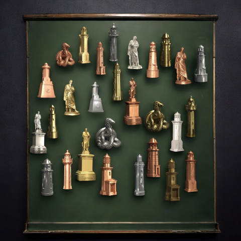Magnet decorativ 3d reconstituit după Farul din Insula Șerpilor. Dunării.Culoare cupru, bronz auriu sau silver [1]
