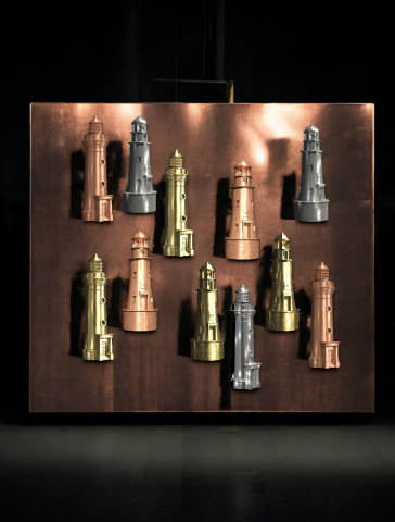 Magneți 3D - Magnet decorativ 3d reconstituit Farul Vechi din Sulina. Culoare cupru, bronz auriu sau silver.