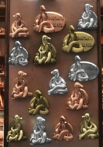 Magnet decorativ 3d Glykon. Culoare cupru, bronz auriu sau silver. [1]