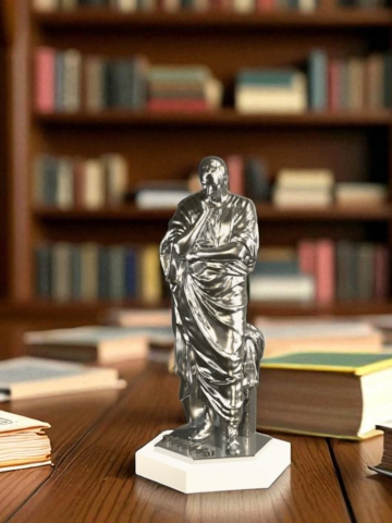 Toate Produsele - Statuetă Ovidius, culoare silver, amplasată pe suport din marmură