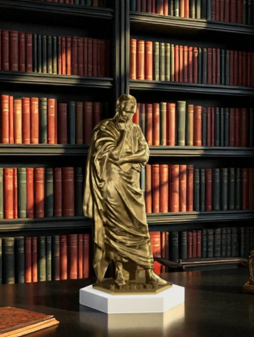 Statuetă Ovidius, culoare bronz, amplasată pe suport din marmură [1]