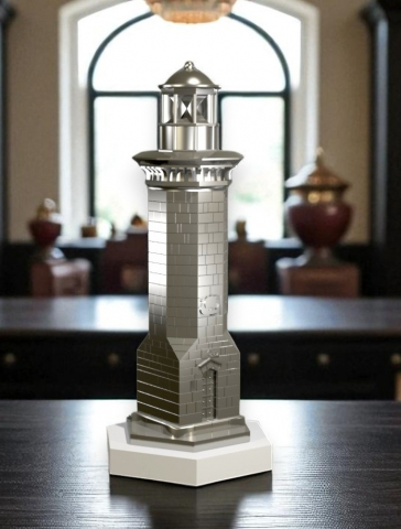 Toate Produsele - Statuetă Farul Genovez, culoare silver, pe suport din marmură albă de Carrara. 