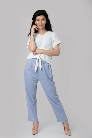 Pantaloni - Pantaloni bleu casual cu buzunare