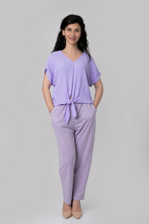 Pantaloni - Pantaloni lila casual cu buzunare