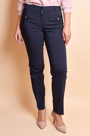 Pantaloni office bleumarin cu fermoare aplicate [3]