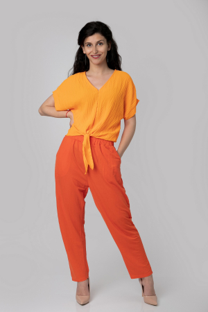 Pantaloni - Pantaloni orange casual cu buzunare