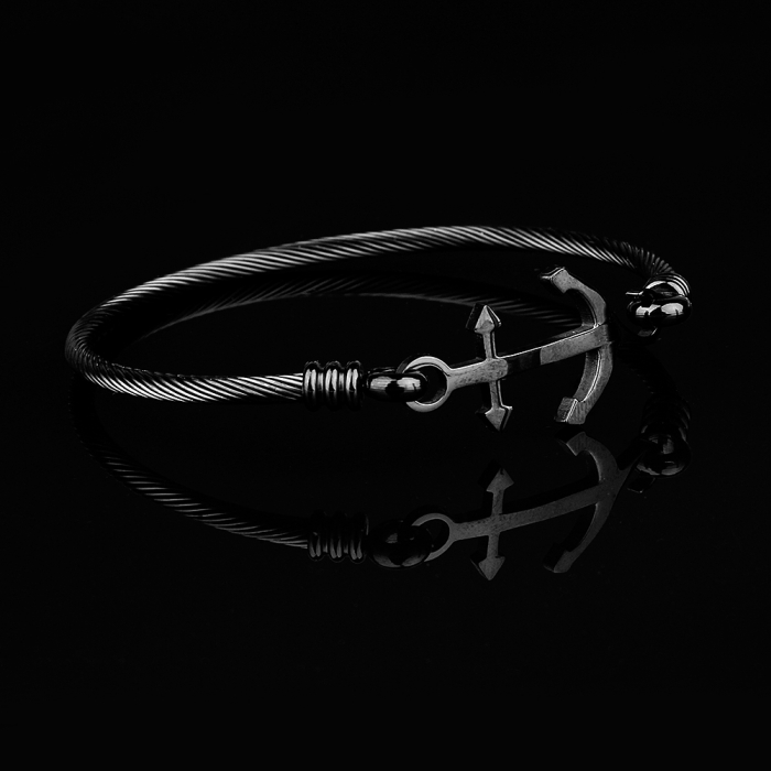 Black Nautical Men Bangle [2]