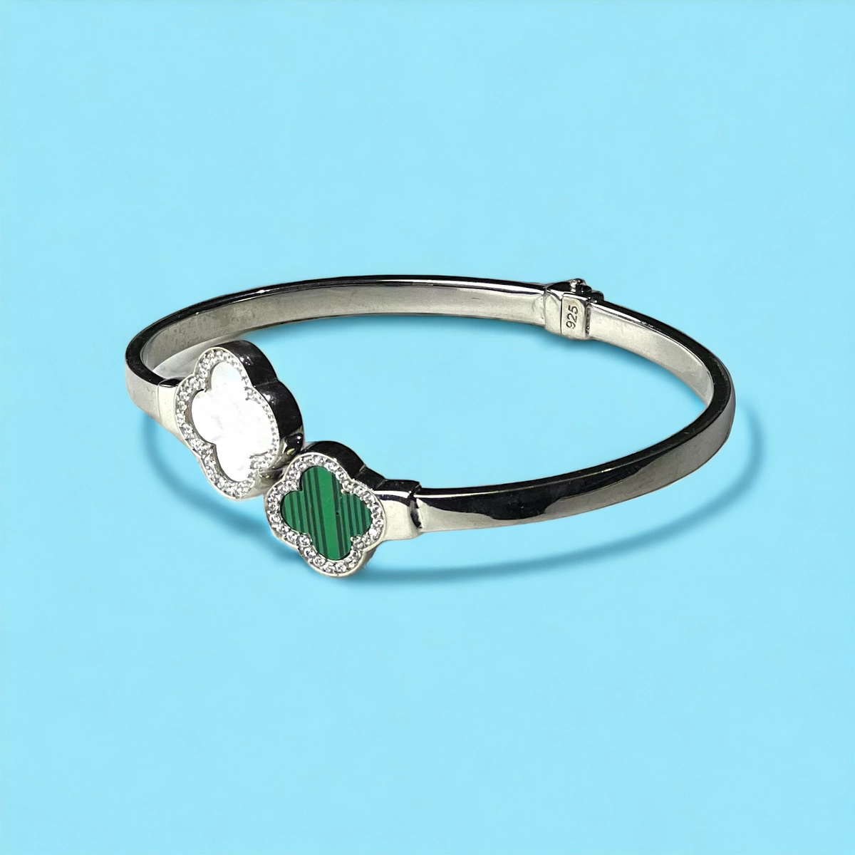 Bratara Argint 925 Malachite Flower [2]